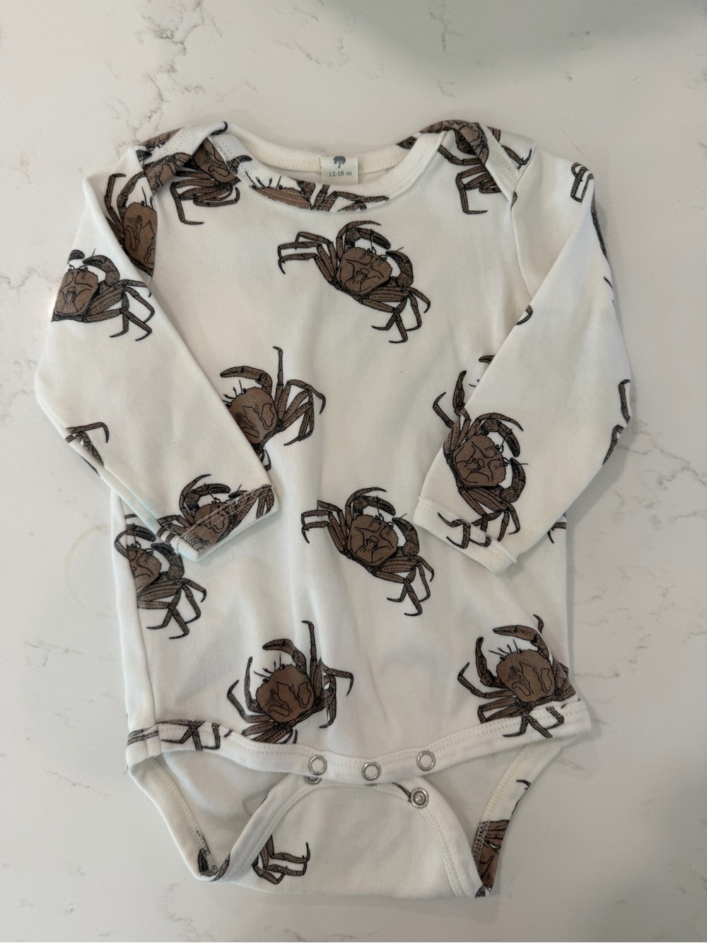 kate quinn White Long Sleeve Crab Print One-Piece Bodysuit